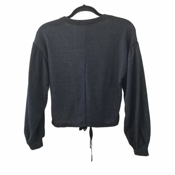 Haute Monde Gray Crop Top Lace Up Front Size Small - Picture 2 of 4